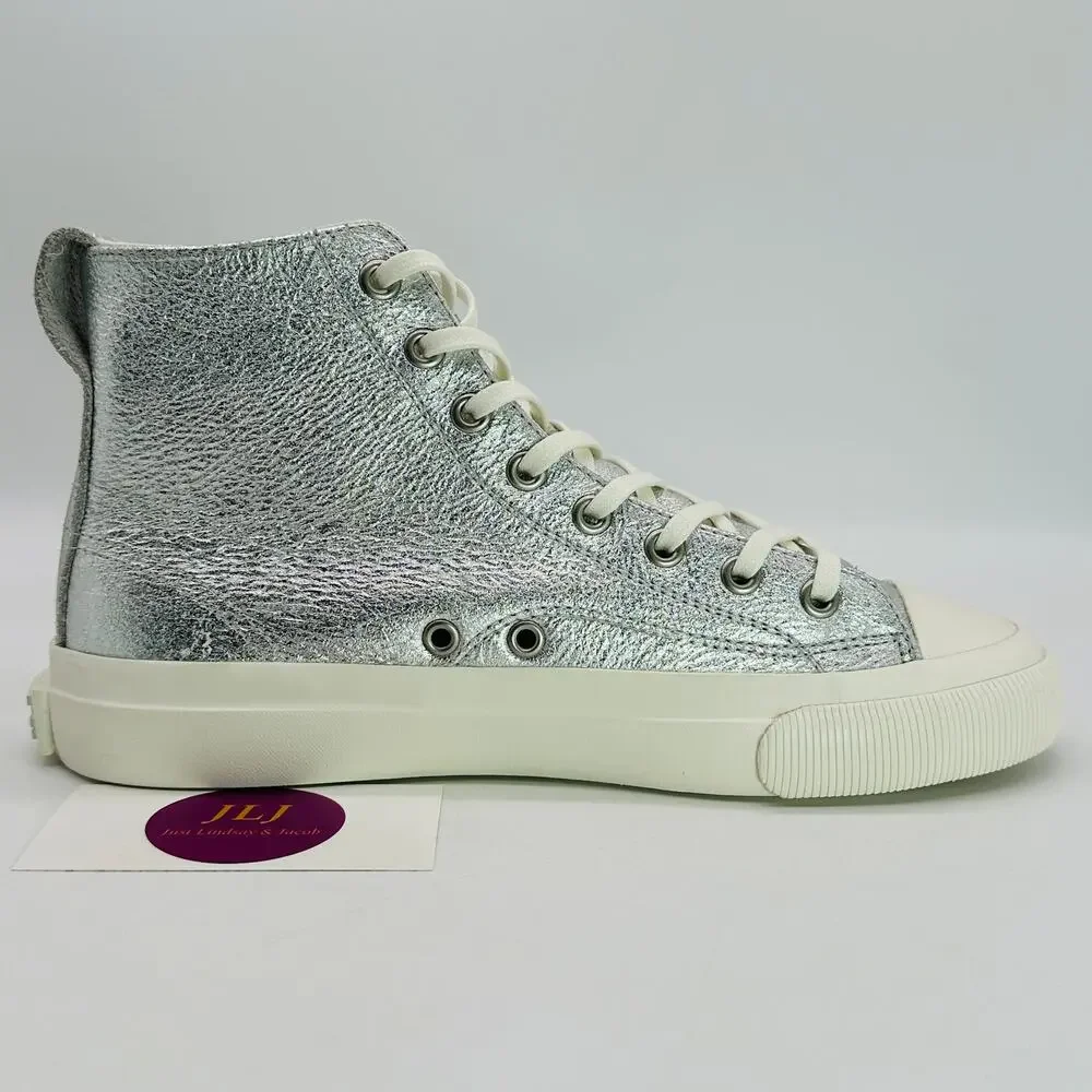 P.F. Flyers Women's All-American Hi Silver Leather High Top Sneakers Size 7.5